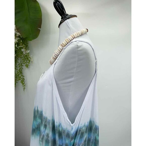 Kau wela Summer Mini Romper Beach Boho Romper Gypsy Overall Wide Leg  Blue/Green - Picture 5 of 16